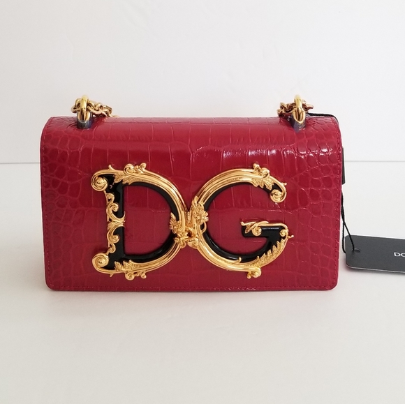 Dolce & Gabbana Handbags - Dolce & Gabbana DG Girls Croc-Embossed Leather Crossbody Bag Red